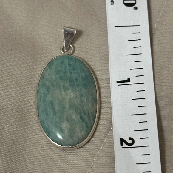 925 Sterling Silver Plated Larimar Pendant Large Oval Genuine Stone NWOT - Picture 9 of 12